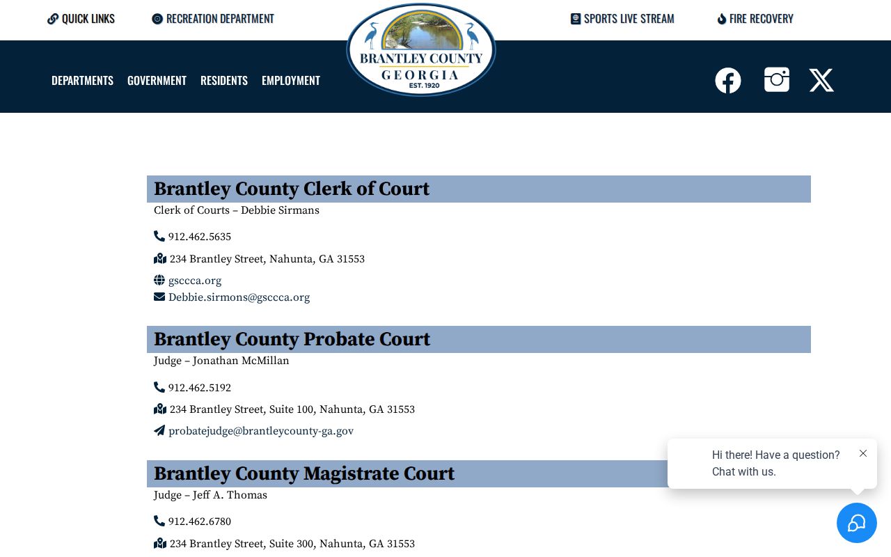 Brantley County court docket directory