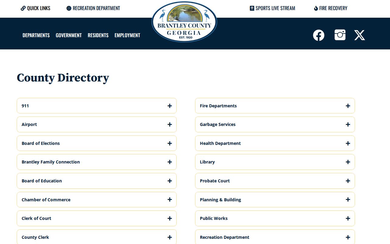 Brantley County court record department directory