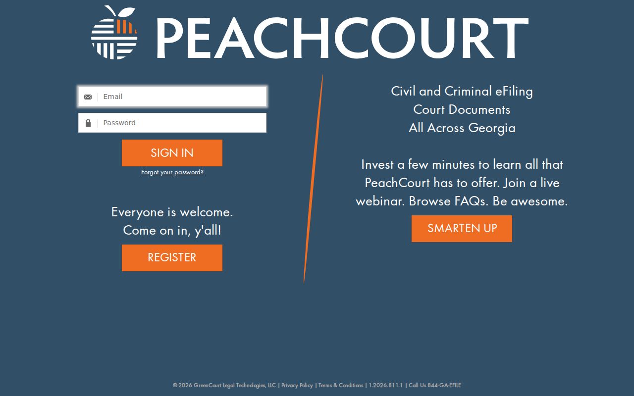 PeachCourt account access used for Brantley County civil filings